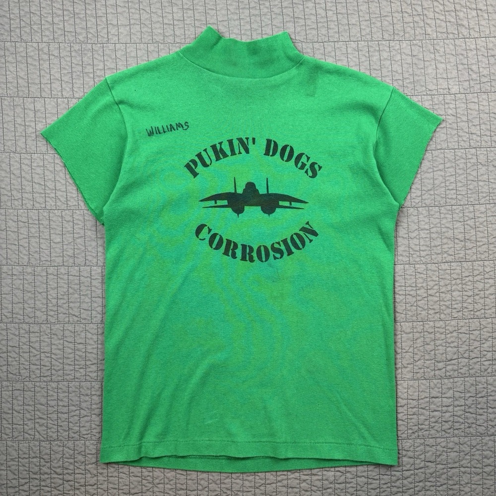 Vtg VFA-143 Pukin Dogs Shirt XL Green US Navy Fighter Jet Military Union Made